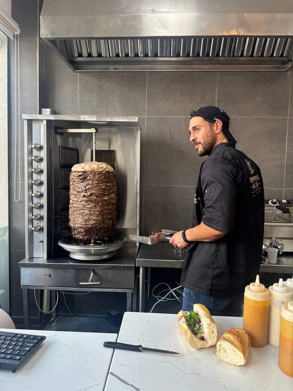 Shawarma being prepared at Shawarma House